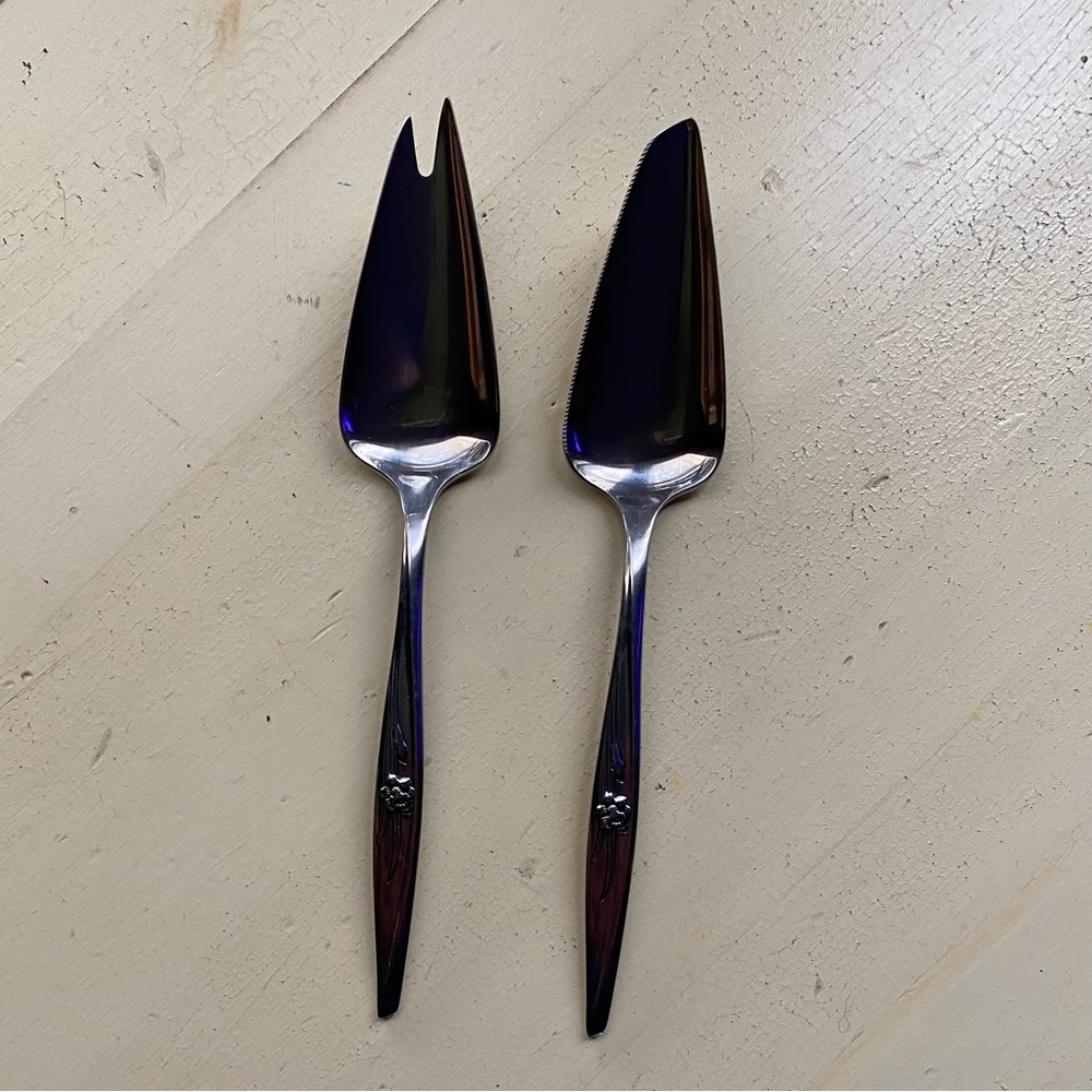 Cheese knife and pick set by “1847 Rogers Bros”. Vintage, stainless.